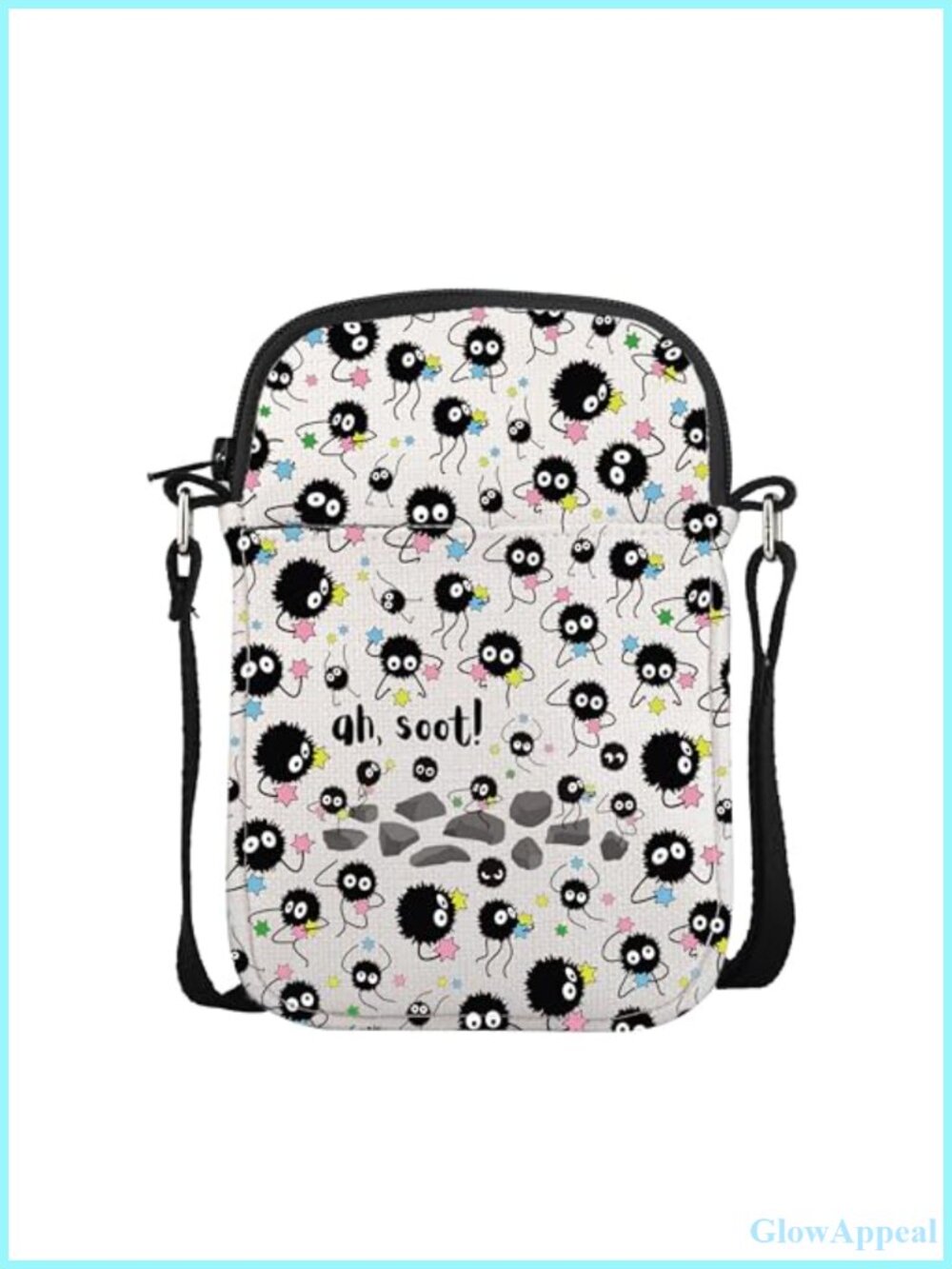Anime Lover Crossbody Bag Cotton Linen Adjustable Strap Small Travel Shoulder